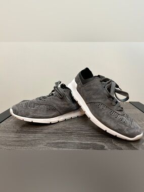 New Balance Gray Suede Athletic Sneakers with White Sole